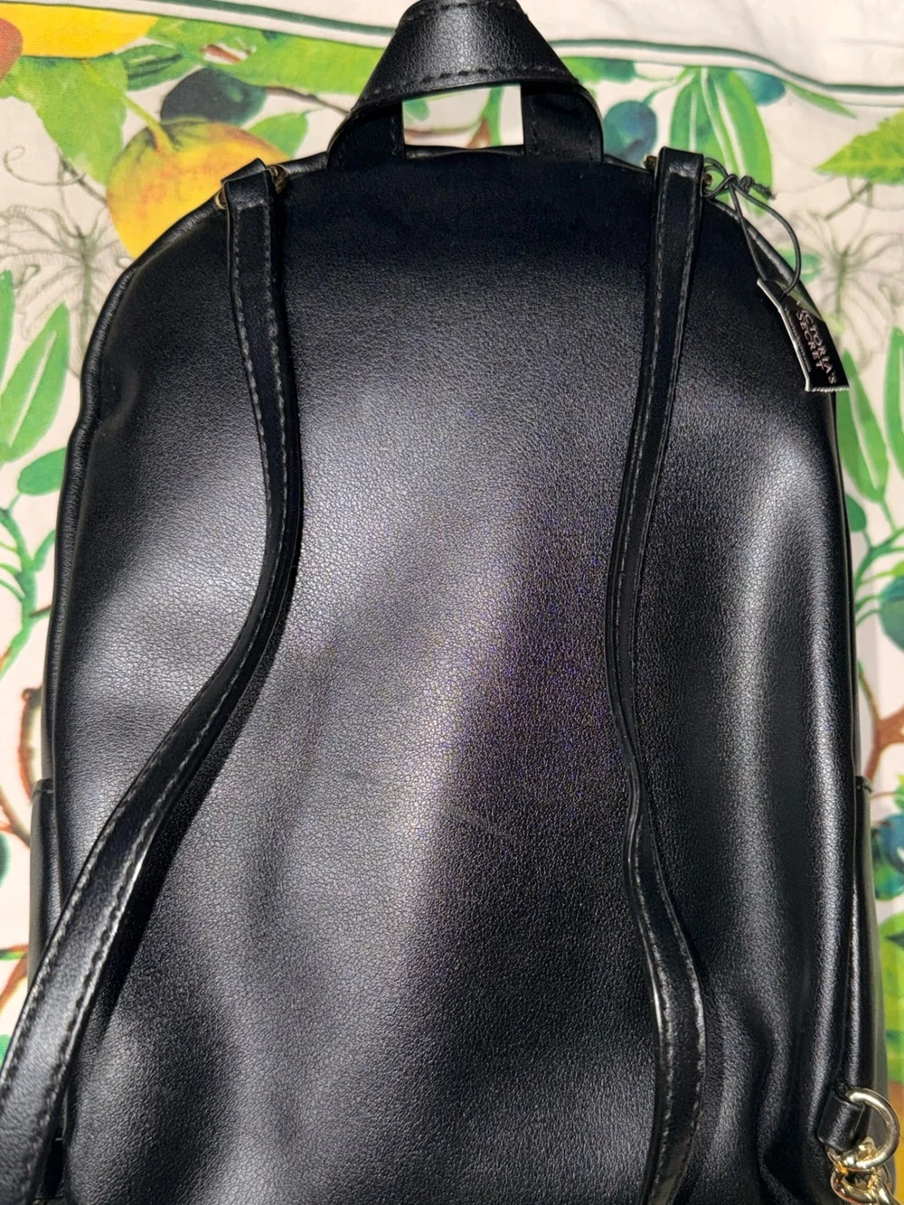 Victoria's Secret Black Quilted Backpack with Multicolored Studs